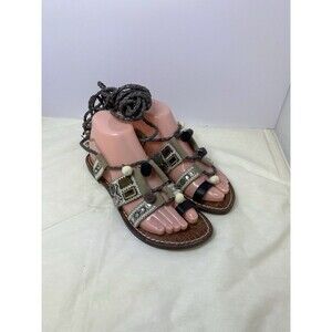 Sam Edelman Gray Gretchen Embellished Wrap Boho Gladiator Sandals Size 7